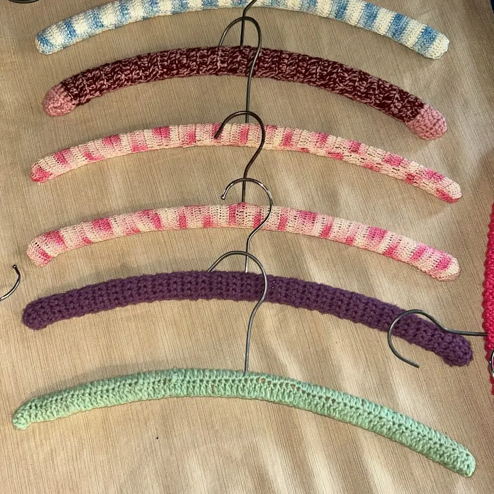 16 Vintage Wood Crochet Clothes Hangers cottage core farmhouse country non slip